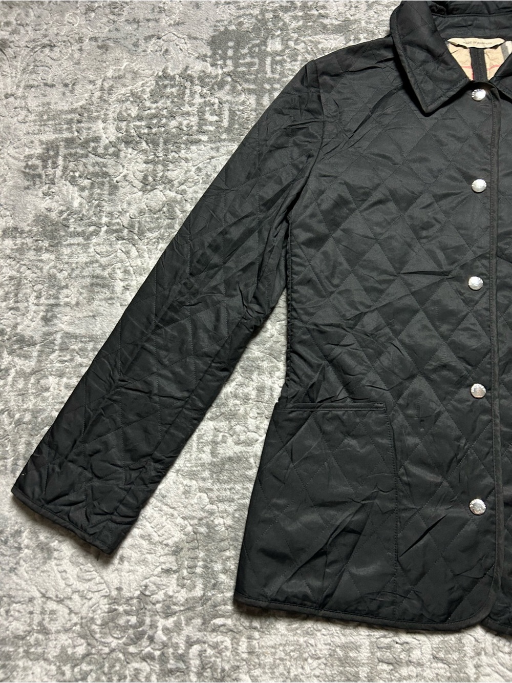 BURBERRY QUILTED NOVA CHECK JACKET SIZE XS BLACK - Picture 5 of 11